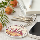 Los Angeles California City Skyline-embleem Sleutelhanger (Voorkant Rechts)