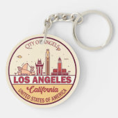 Los Angeles California City Skyline-embleem Sleutelhanger (Achterkant)