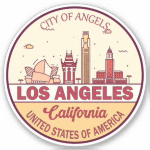 Los Angeles California City Skyline-embleem Sticker