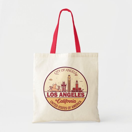 Los Angeles California City Skyline-embleem Tote Bag (Voorkant)
