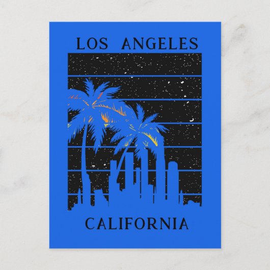 Los Angeles California City Skyline Palm Tree Briefkaart (Voorkant)