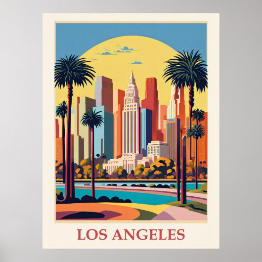  Los Angeles California City Skyline Reizen Poster (Voorkant)
