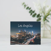Los Angeles California City Skyline 's nachts Briefkaart (Staand voorkant)