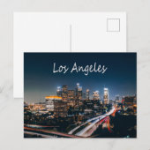Los Angeles California City Skyline 's nachts Briefkaart (Voorkant / Achterkant)