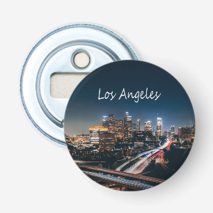 Los Angeles California City Skyline 's nachts Button Flesopener