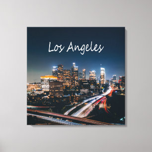 Los Angeles California City Skyline 's nachts Canvas Afdruk
