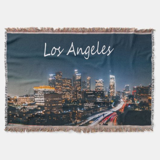 Los Angeles California City Skyline 's nachts Deken (Voorkant)