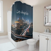 Los Angeles California City Skyline 's nachts Douchegordijn (In situ)