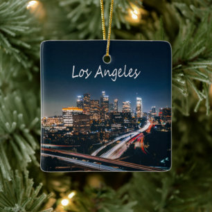 Los Angeles California City Skyline 's nachts Keramisch Ornament
