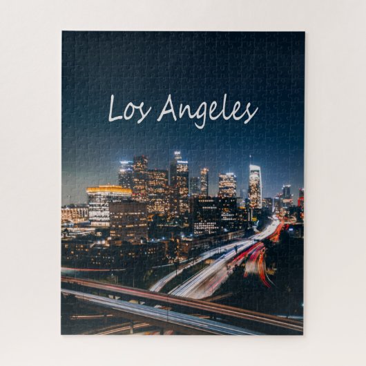 Los Angeles California City Skyline 's nachts Legpuzzel (Verticaal)