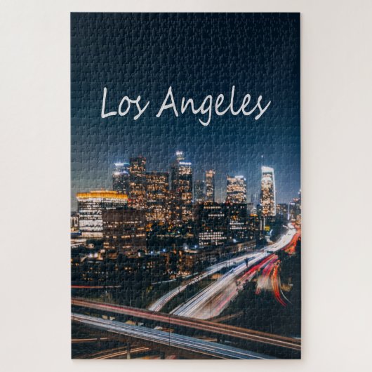 Los Angeles California City Skyline 's nachts Legpuzzel (Verticaal)