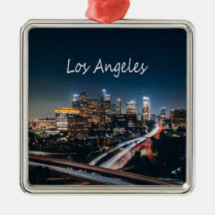 Los Angeles California City Skyline 's nachts Metalen Ornament
