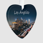 Los Angeles California City Skyline 's nachts Ornament (voorkant)