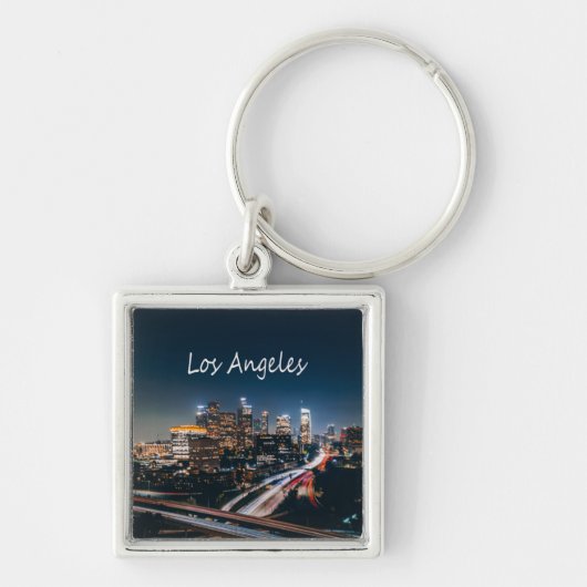 Los Angeles California City Skyline 's nachts Sleutelhanger (Voorkant)