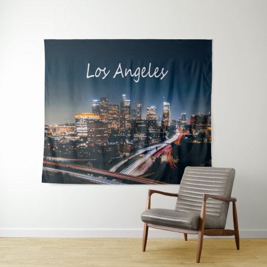 Los Angeles California City Skyline 's nachts Wandkleed (In Situ (horizontaal))