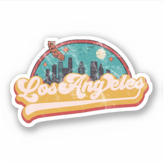 Los Angeles California City Skyline Sticker (Voorkant)