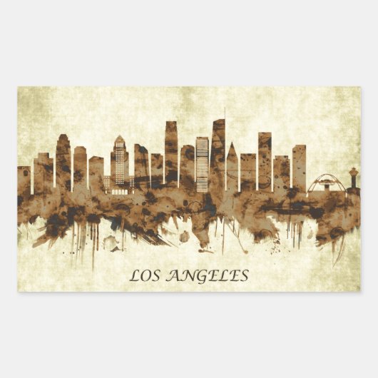 Los Angeles California Cityscape Rechthoekige Sticker (Voorkant)
