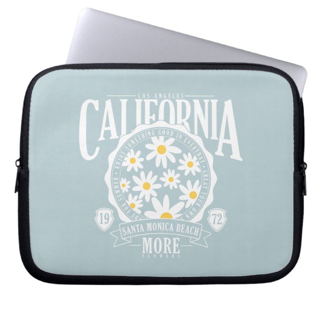 Los Angeles California Floral Graphic Laptop Sleeve (Voorkant)