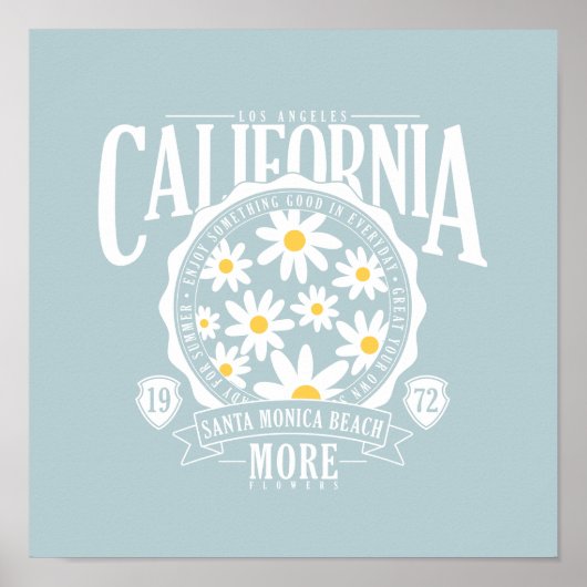 Los Angeles California Floral Graphic Poster (Voorkant)