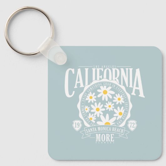 Los Angeles California Floral Graphic Sleutelhanger (Voorkant)