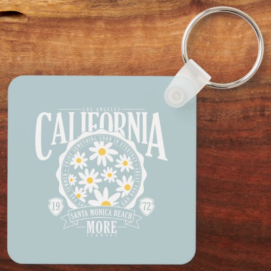 Los Angeles California Floral Graphic Sleutelhanger (Achterkant)