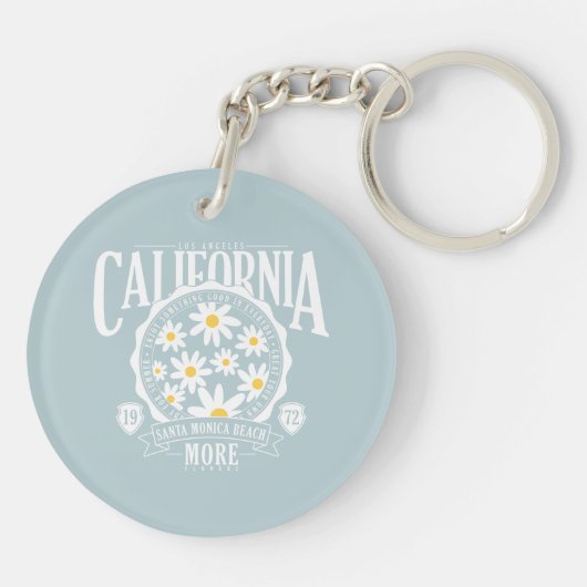 Los Angeles California Floral Graphic Sleutelhanger (Achterkant)
