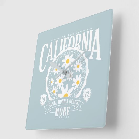 Los Angeles California Floral Graphic Vierkante Klok (Hoek)