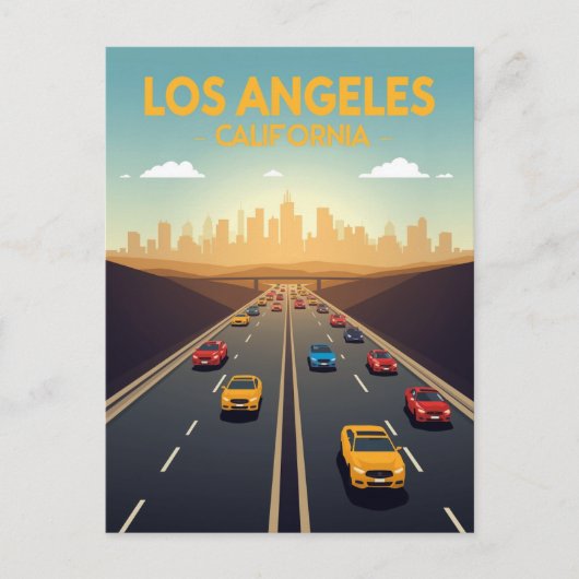 Los Angeles California Freeway Traffic Briefkaart (Voorkant)
