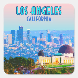 Los Angeles California Griffith Observatory Vierkante Sticker