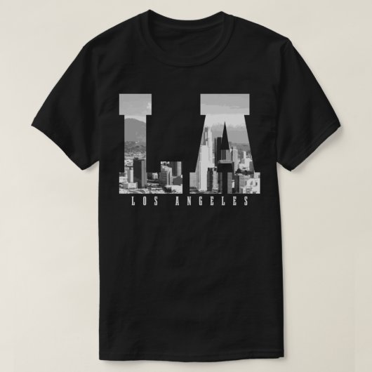 Los Angeles California LA Skyline Pride Black Whit T-shirt (Design voorkant)