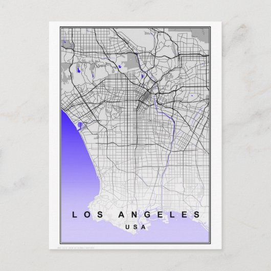 Los Angeles California Modern City Map Briefkaart (Voorkant)