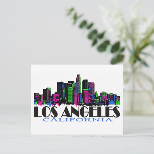 Los Angeles California neon skyline Briefkaart (Staand voorkant)