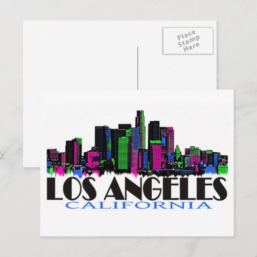 Los Angeles California neon skyline Briefkaart (Voorkant / Achterkant)