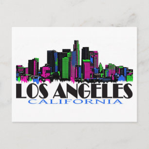 Los Angeles California neon skyline Briefkaart