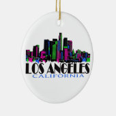 Los Angeles California neon skyline Keramisch Ornament (Rechts)
