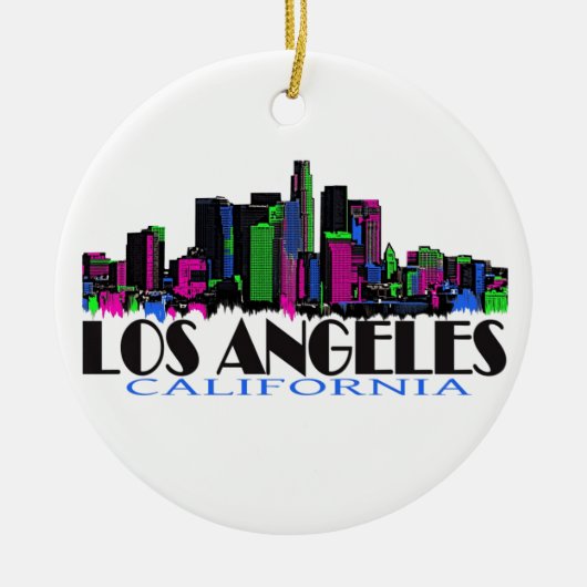 Los Angeles California neon skyline Keramisch Ornament (Voorkant)