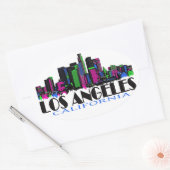 Los Angeles California neon skyline Ovale Sticker (Envelop)