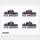 Los Angeles California neon skyline Ovale Sticker (Vel)