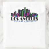 Los Angeles California neon skyline Ovale Sticker (Tas)