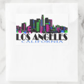 Los Angeles California neon skyline Rechthoekige Sticker (Tas)