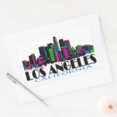 Los Angeles California neon skyline Rechthoekige Sticker (Envelop)