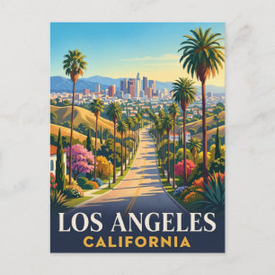 Los Angeles California Reis in Retro Stijl Briefkaart