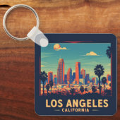 Los Angeles California Retro Reizen Sleutelhanger (Voorkant)