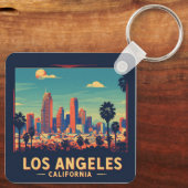 Los Angeles California Retro Reizen Sleutelhanger (Achterkant)