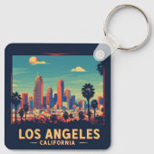 Los Angeles California Retro Reizen Sleutelhanger (Achterkant)