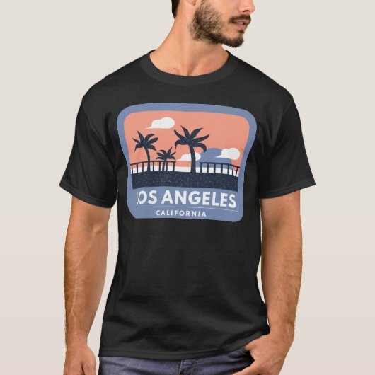 Los Angeles California Retro Skyline Design T-shirt (Voorkant)