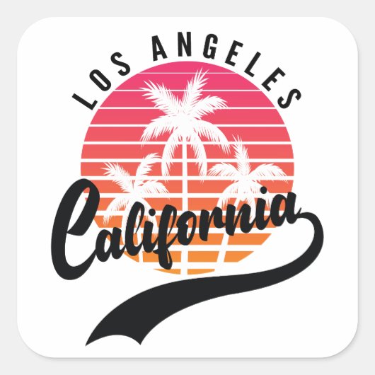 Los Angeles, California Retro Sticker (Voorkant)
