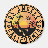 Los Angeles California Retro Sunset Souvenirs Palm Magneet (Voorkant)