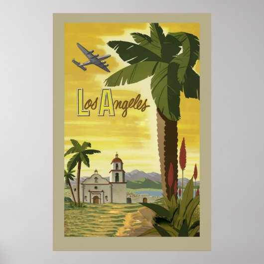 Los Angeles California Retro Vintage Travel Poster (Voorkant)