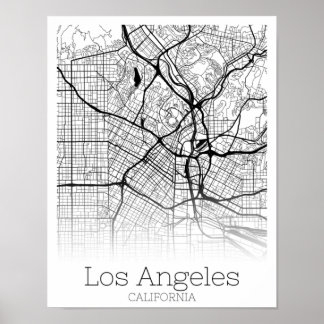 Los Angeles California Road Map Direct downloaden Poster